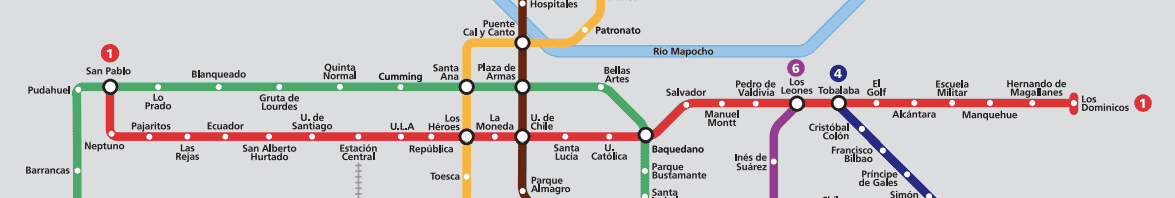 Como funciona o transporte em Santiago do Chile? 2 linha vermela metro.png