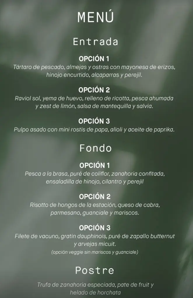 6 restaurantes requintados que oferecem Menu Executivo no Chile 1 Menu del dia chile3