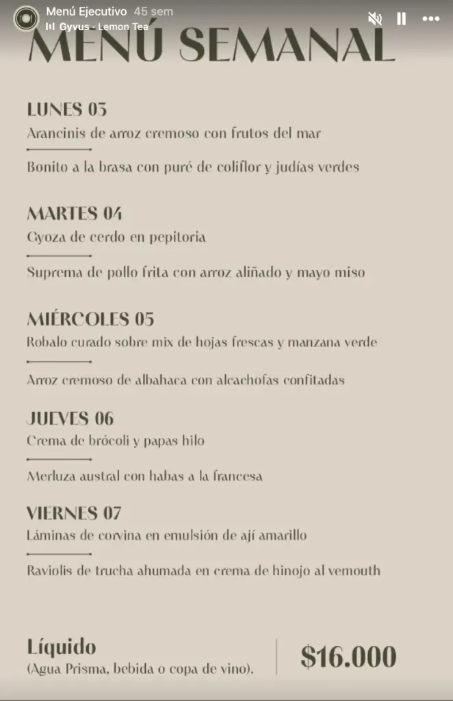 6 restaurantes requintados que oferecem Menu Executivo no Chile 2 Menu del dia chile4